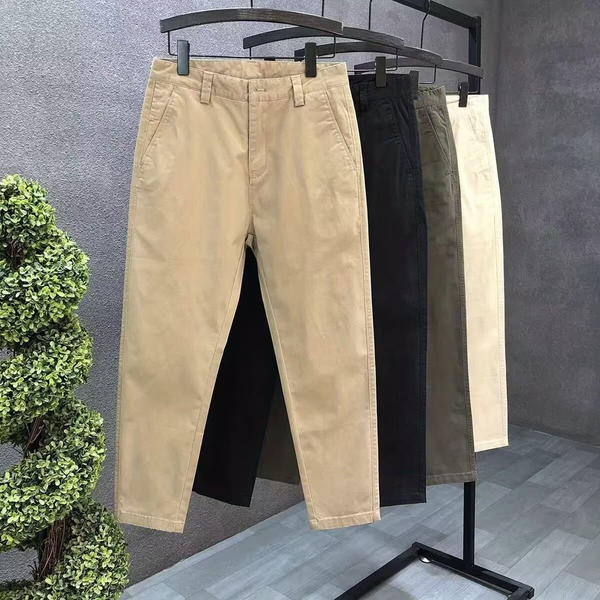Men's Clothing Nine Point Pants Trendy Solid Color Casual Suit Pants Slim Design Pants