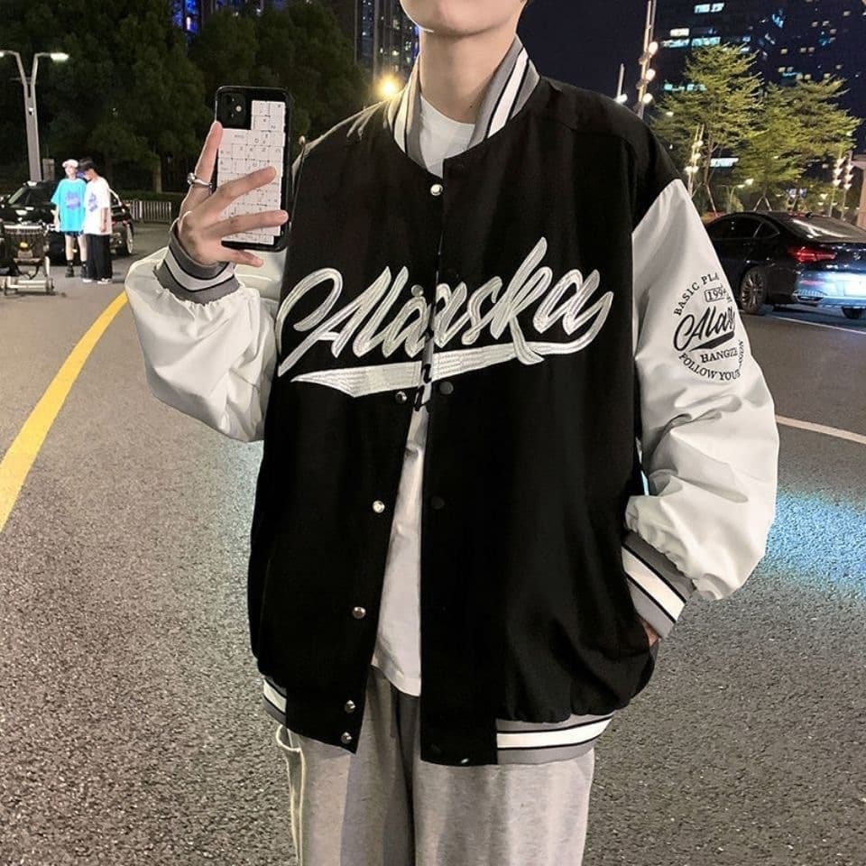Men's Clothing 2024 new American letter embroidered baseball jacket men's autumn ins trendy brand couple wear loose contrasting color splicing jacket