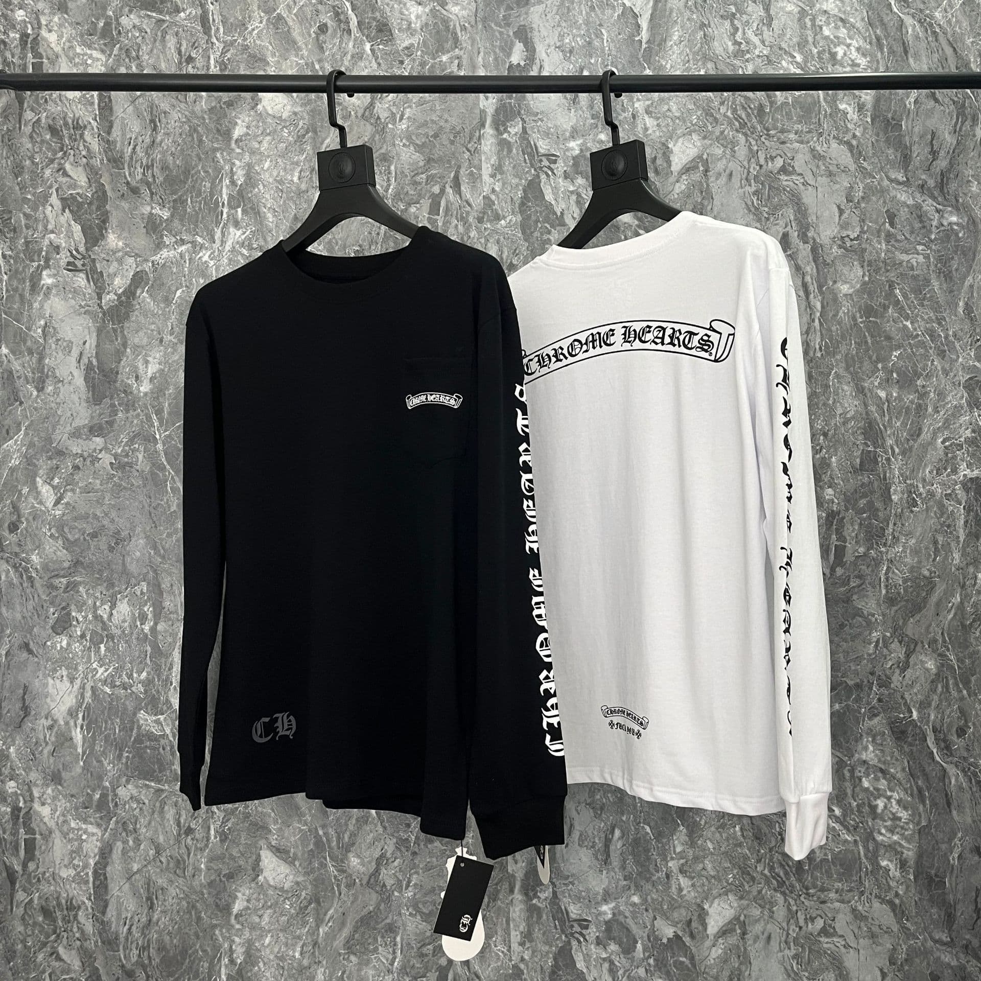Collection de t-shirts à manches longues unisexes en pur coton double fil de haute qualité Chrome Heart