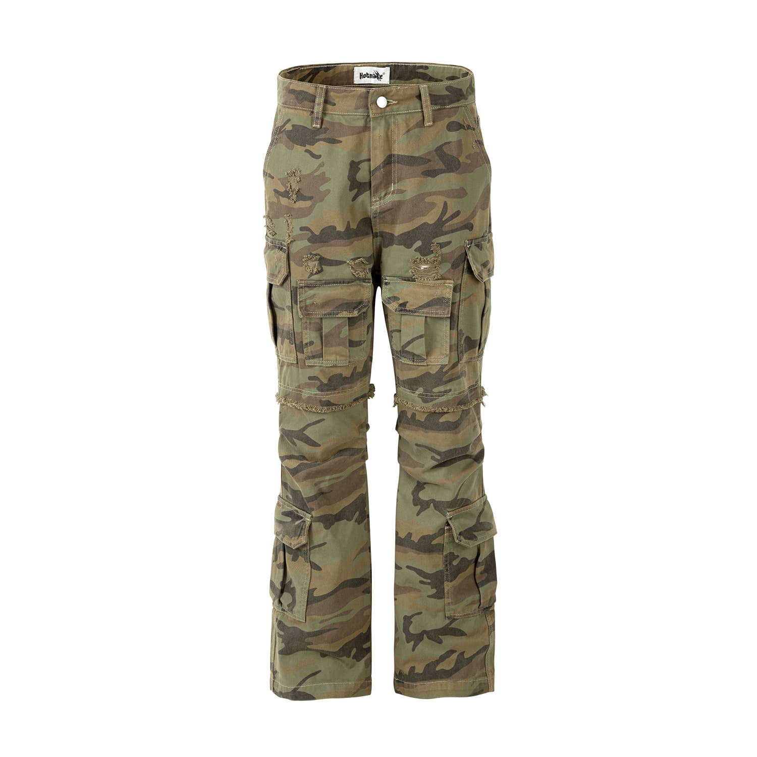 Men's Clothing Military Camouflage Overalls Men's Autumn Loose Raw Edge Stitching Loose Straight Trousers