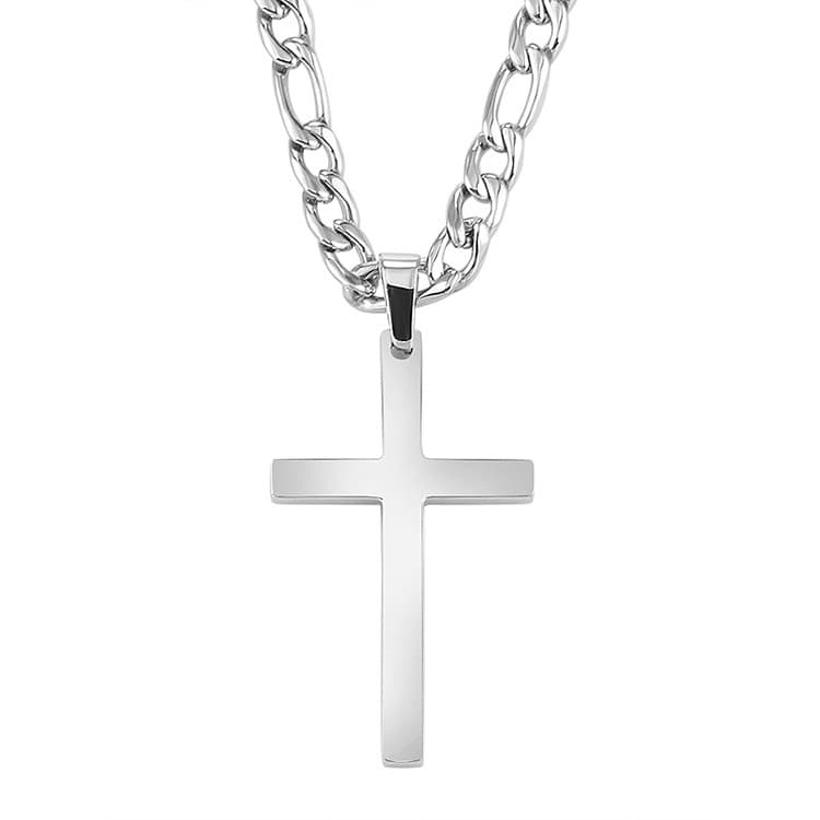 European And American Cross-Border New Men's Titanium Steel Cross Mysterious Simple Pendant Necklace Cuban Chain Factory