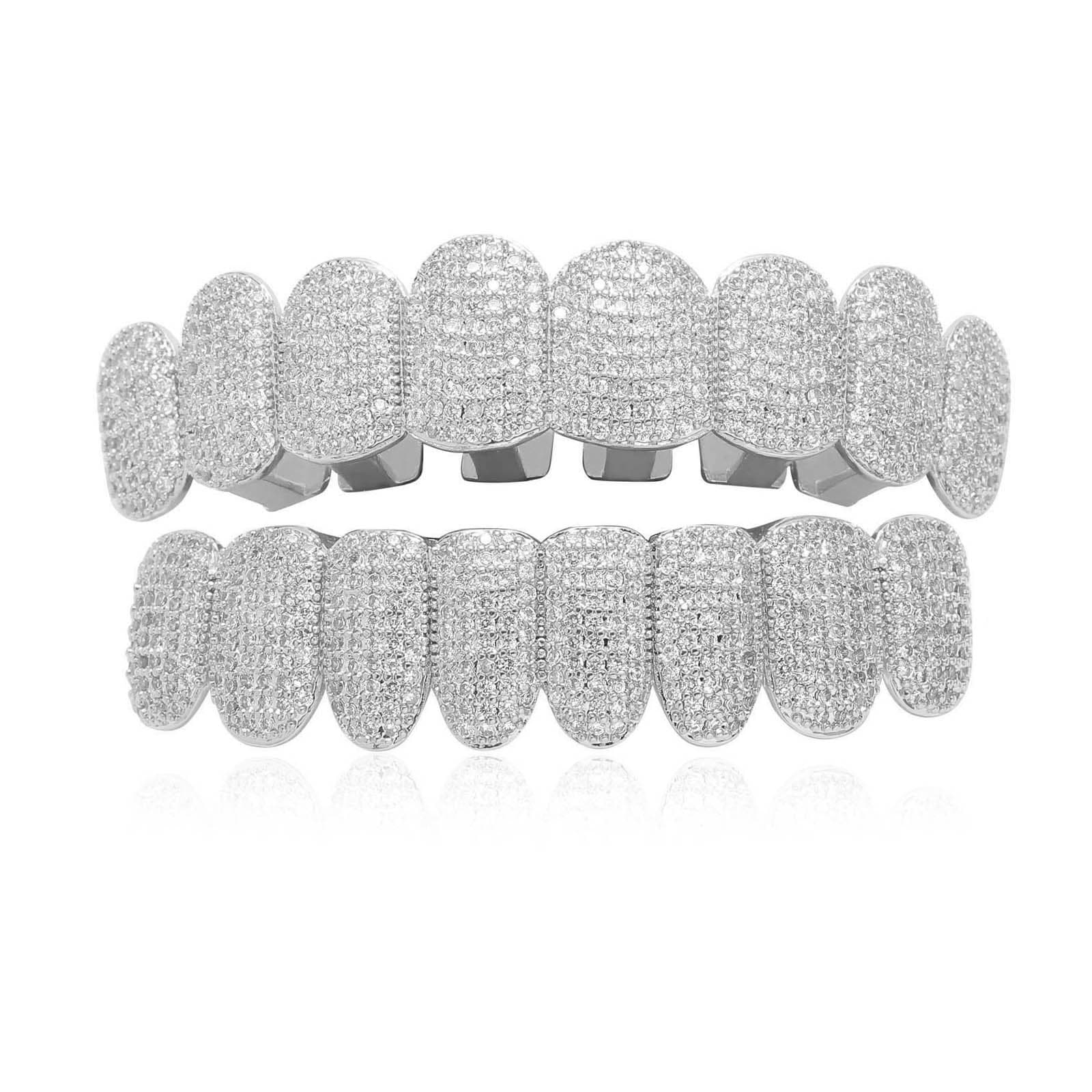 Meisa new micro inlaid eight tooth copper zircon gold braces Grillz cool men's hip hop accessories