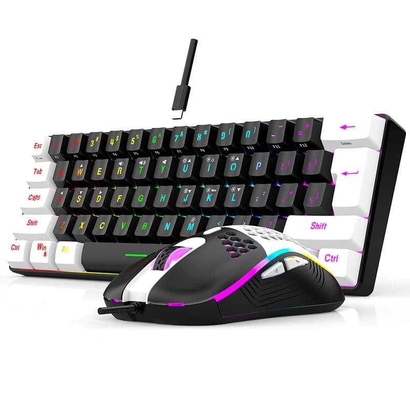 Clavier d'ordinateur portable compact et portable, 61 touches, rétroéclairage RGB, pour le jeu et les affaires.