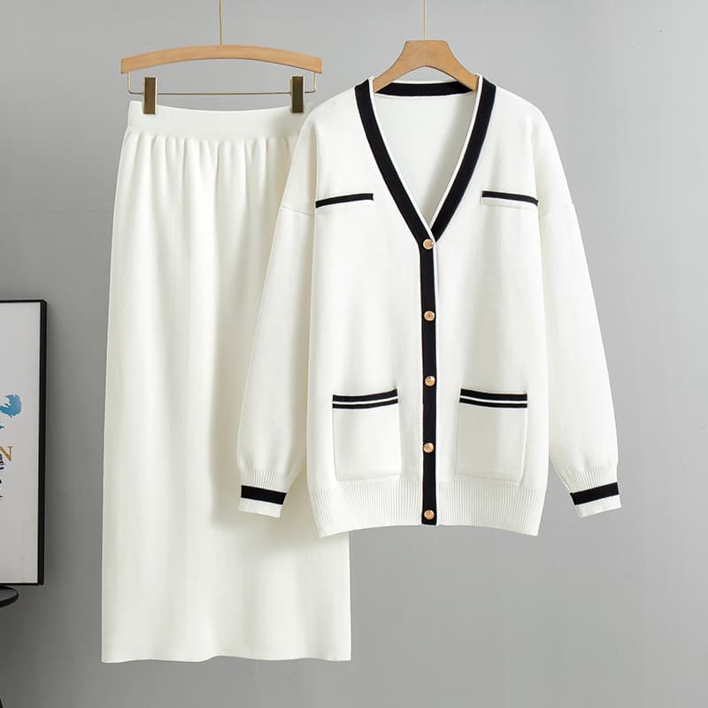 Women's loose sweater skirt set casual knitting two-piece set