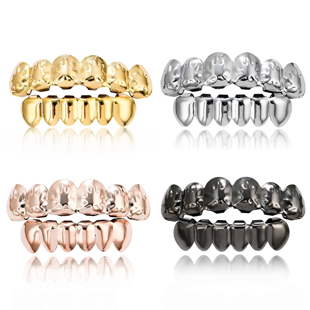hot Grillz leaf maple leaf braces hip hop gold braces exaggerated suicide squad gold braces