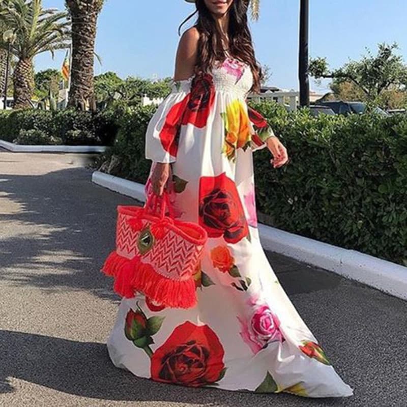 Women's Clothing Sexy Top Printed Long Skirt Dress