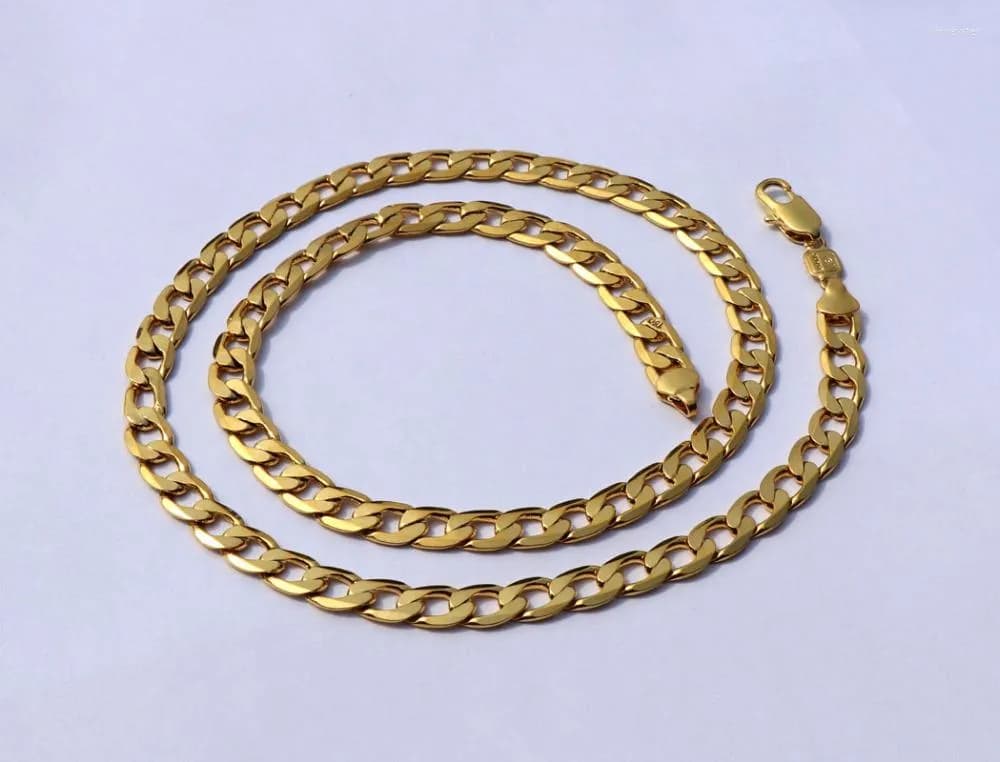 Pendant Necklaces Pure 18 K G/F Yellow Gold Necklace Solid Stamep AU 750 24" Curb Chain Birthday Valentine Gift Valuable