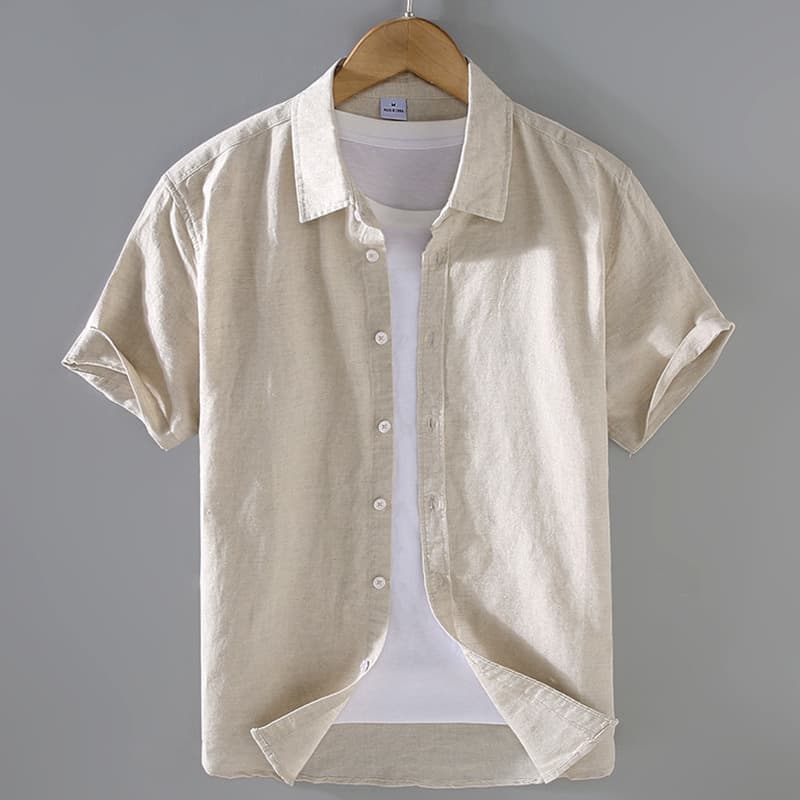 [CoastalLinen] Men's Casual Shirt - Breathable Linen Blend | Open Front Resort Wear