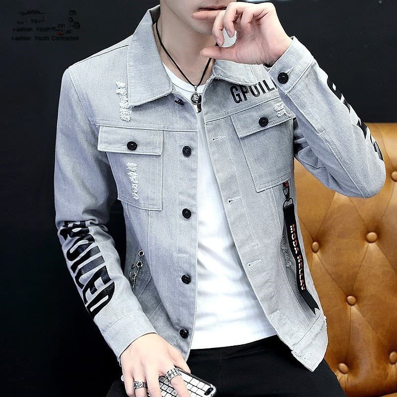 Men's Clothing Men's Handsome Thin Jacket Men's Korean Style Slim Denim Jacket Trendy Spring and Summer Personalized Men's Versatile Denim Jacket