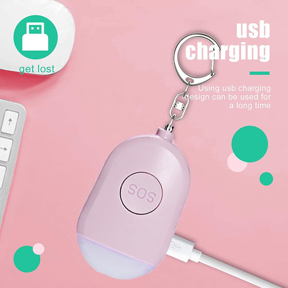 Personal Safety Alarm For Women – 130dB Anti-Theft & Emergency SOS Device With LED Strobe Light, Keychain & Bag Clip (6 Colors)