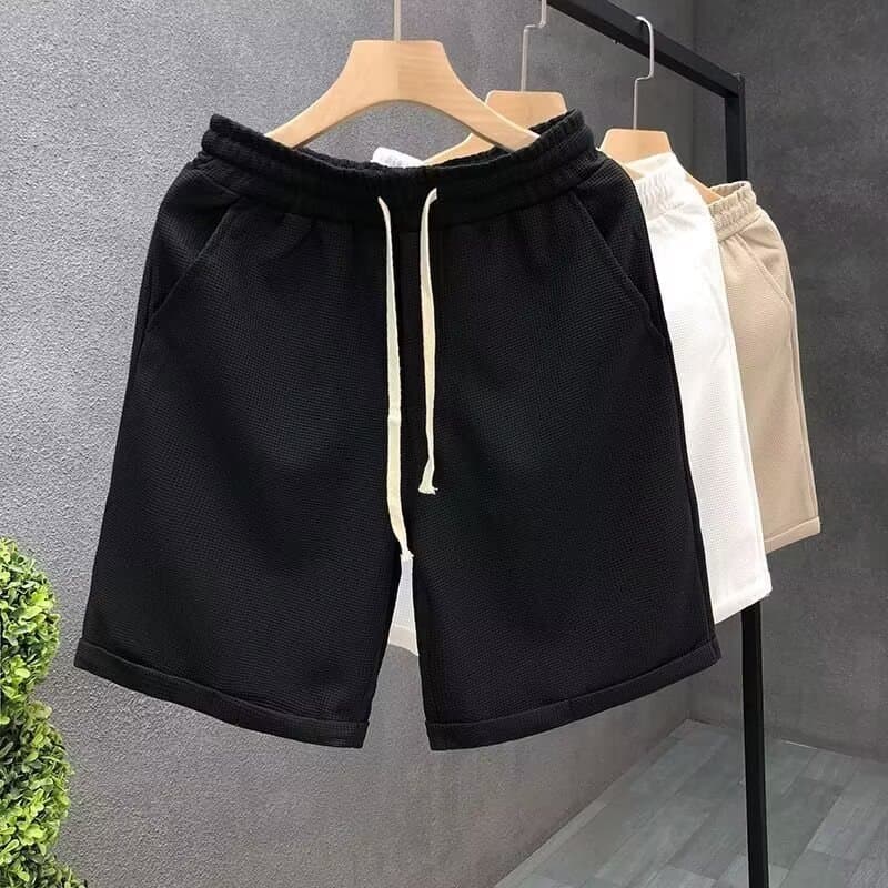 Waffle Shorts Men's Summer Thin Trendy Brand All-match Shorts Men's Sports Loose Straight Beach Pants