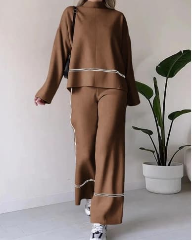 Damen-Frühlings-Freizeitpullover, lockeres und bequemes Design, Mikro-Schlaghosenanzug für Damen