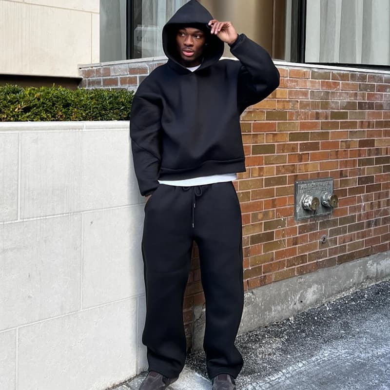 Men's Clothing Cross Border Casual Simple Couple Fashion Hoodie Sweatshirt Solid Color Loose Sweatshirt Sweatpants Wholesale