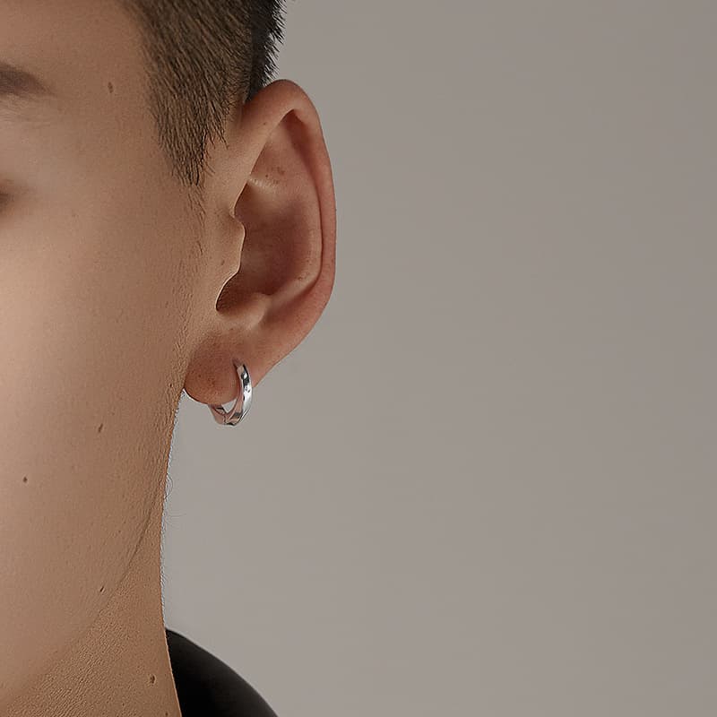 Men's Hip Hop Earrings - Premium Silver & Black Hoop Earrings For Men (Small/Large) - Edgy Urban Style Statement - Unisex Minimalist Design​