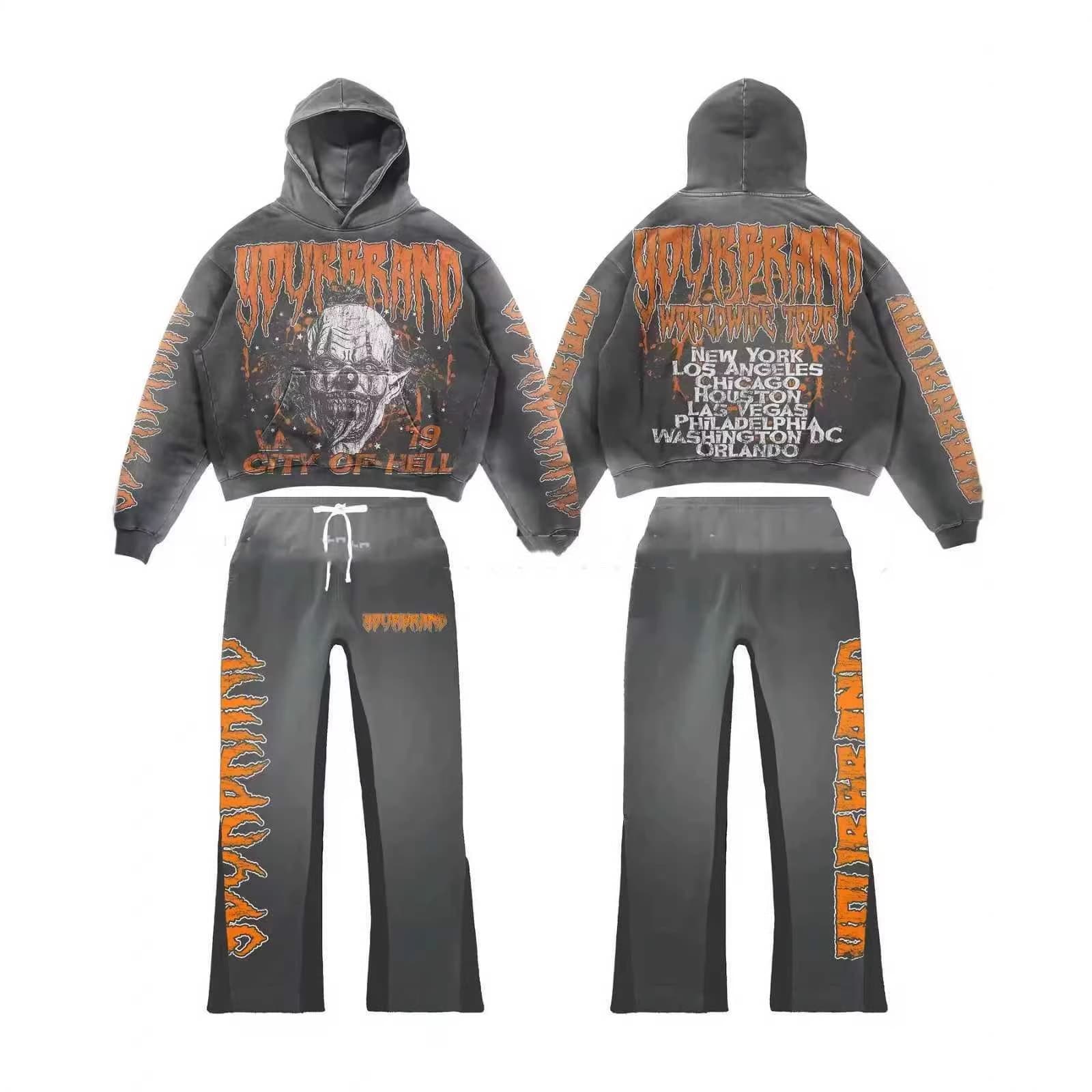 Men's Clothing Streetwear Hip Hop Hoodie & Sweatpants Set - Vintage Washed Oversized Fit, Zip-Up Hoodie With Side Pockets - XS To XXXXL