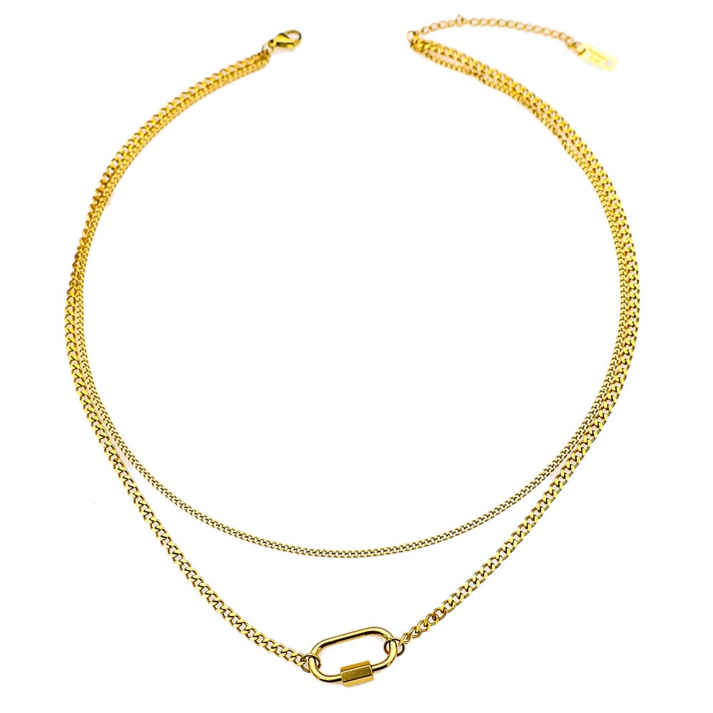 Women's Jewelry Jewelry Light Luxury Titanium Steel Clavicle Chain Female Geometric Oval Buckle Double Layer Necklace