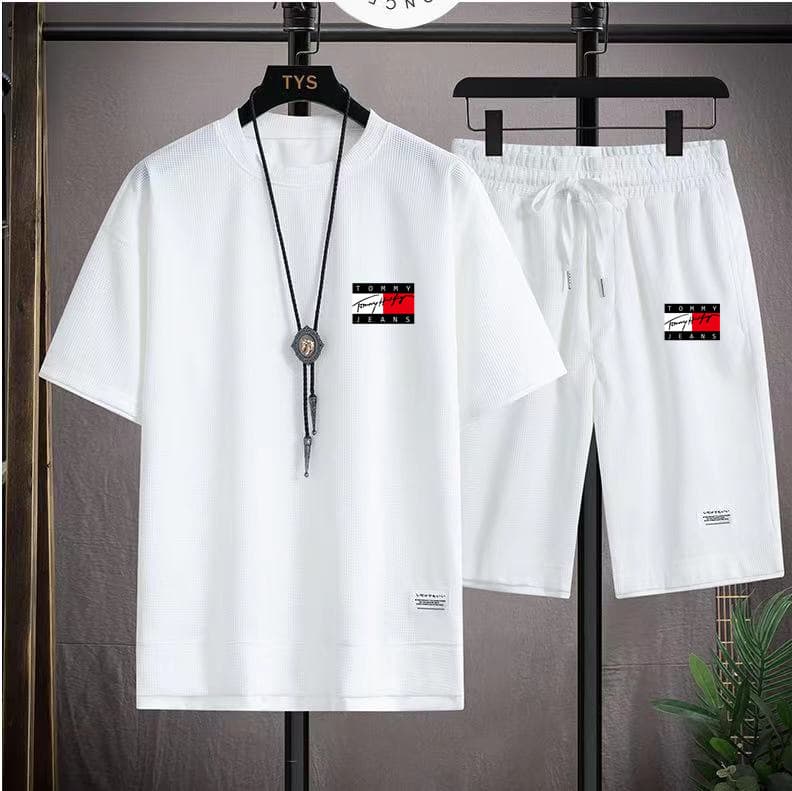 Ensemble d'été à manches courtes + short pour hommes, t-shirt imprimé, ensemble décontracté, ensemble de sport, t-shirt à manches courtes