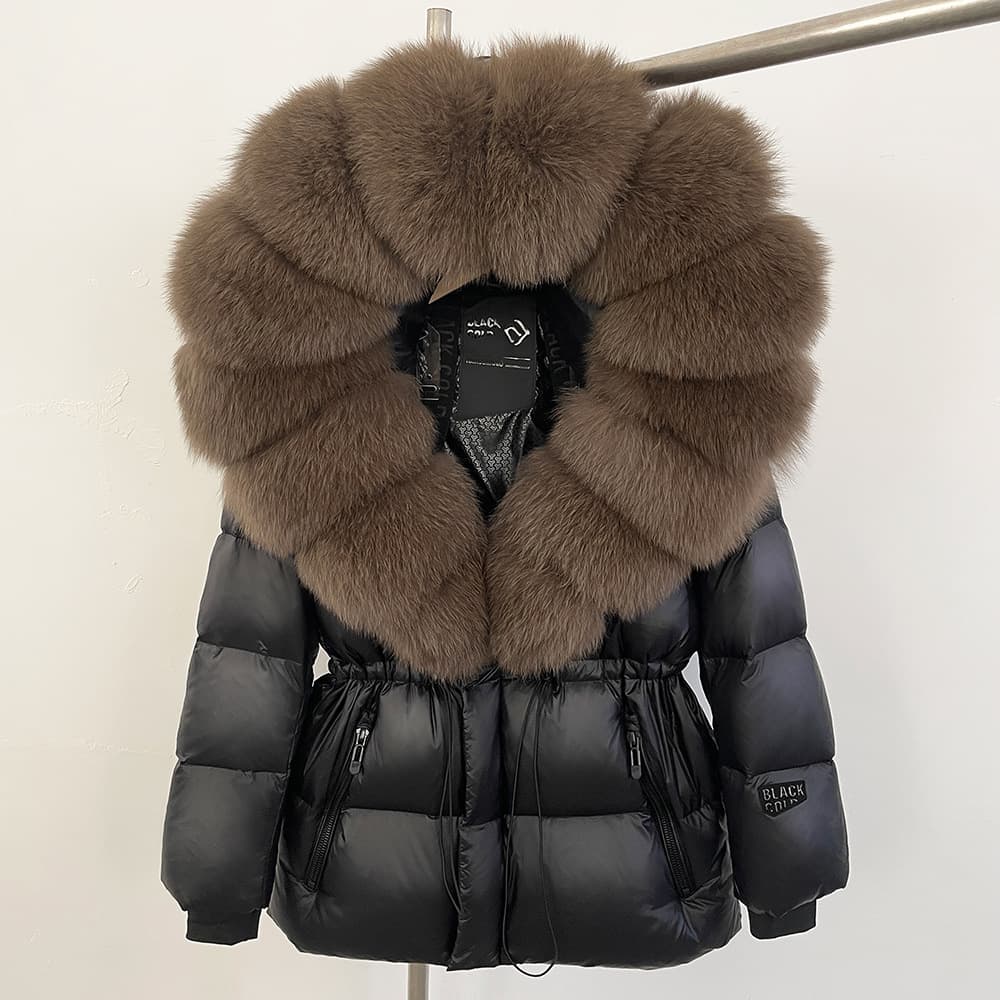 Women's Clothing Luxury Winter Women's Goose Down Coat With Fox Fur Trim Hooded Long Parka Jacket - Detachable Fur Collar, Windproof & Warm​