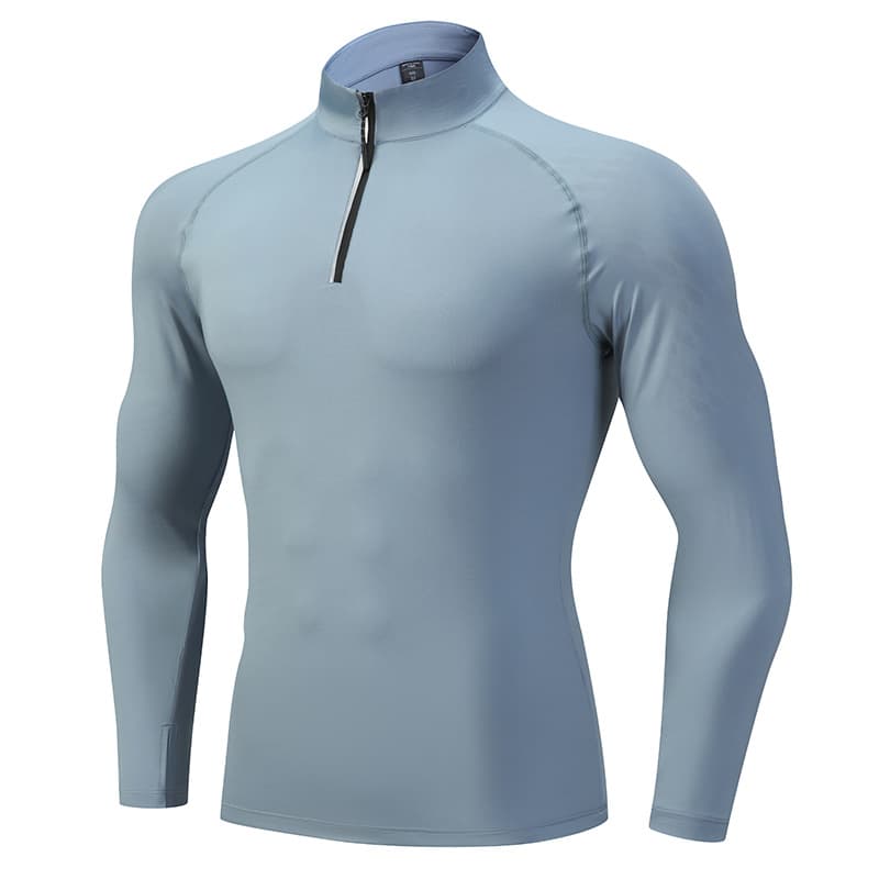 Men's Clothing Outdoor Long Sleeved Sports T Shirt Quick Drying Top Stand Up Collar Half Zip Running Clothes Fitness Training Clothes Casual Men's