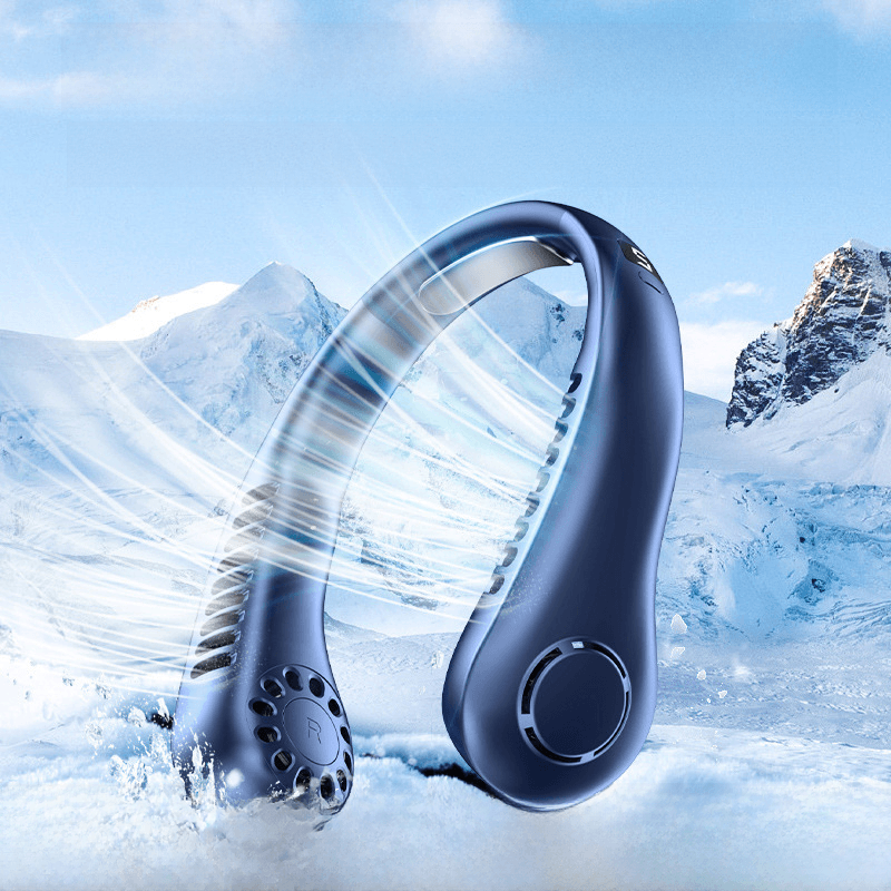 Ice Porcelain Cooling Portable Hanging Neck Fan Intelligent Silent Outdoor Sports Rechargeable Large Wind Bladeless Small Fan