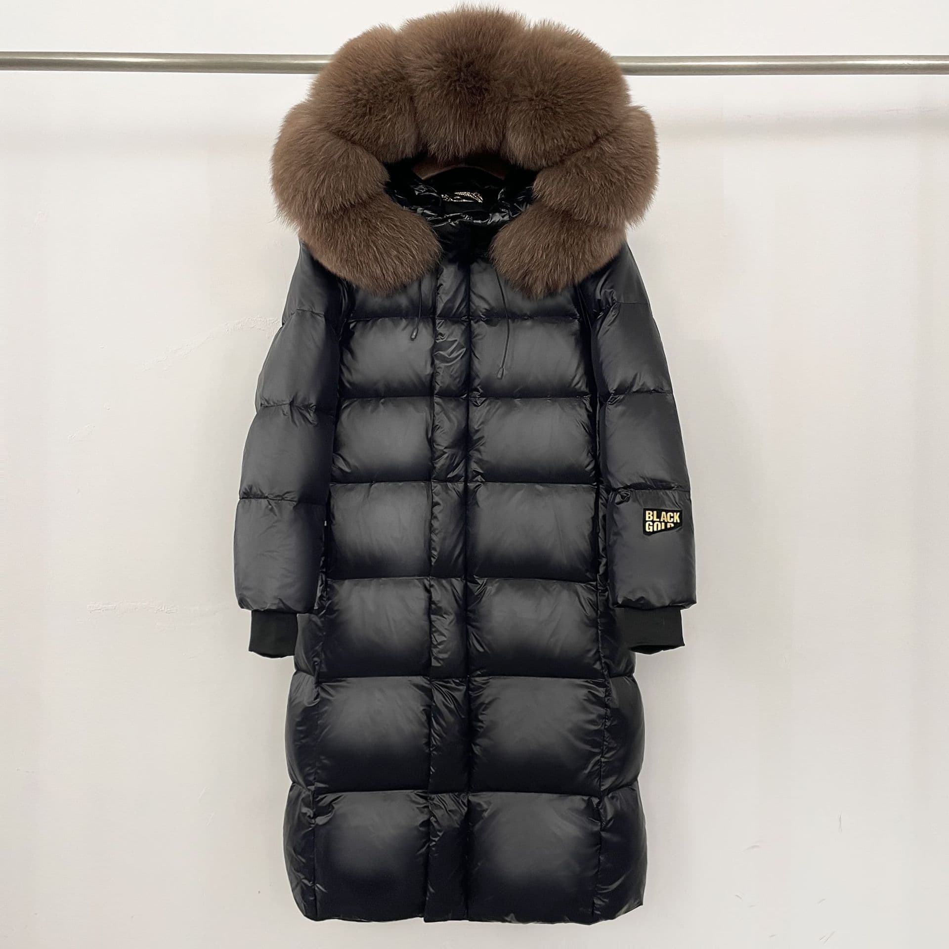 Women's Clothing Women's Long Hooded Down Jacket With Fox Fur Trim, 90% Goose Down, Water-Resistant Nylon, Elegant & Warm Winter Coat​