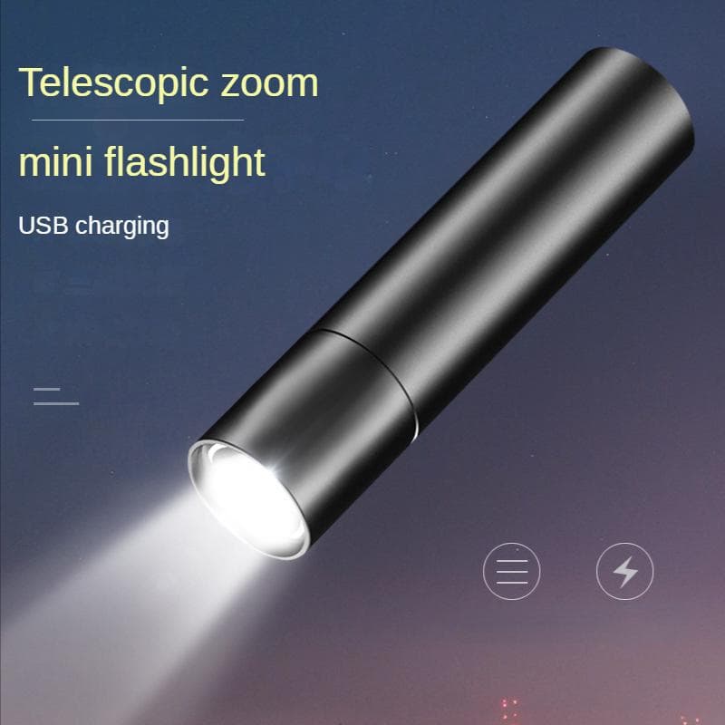 1PC T strong light flashlight Mini USB charging flashlight super bright long-range multifunction hand-in-hand flashlight