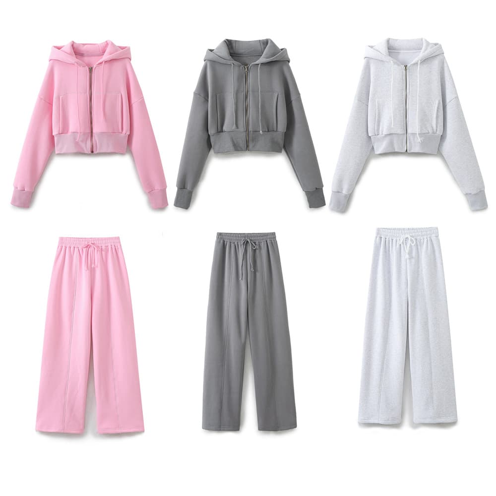 Women's Casual Tracksuit Set - Lightweight Hoodie & Jogger Pants For Outdoor Sports & Streetwear (Pink, Dark Grey, Light Grey)