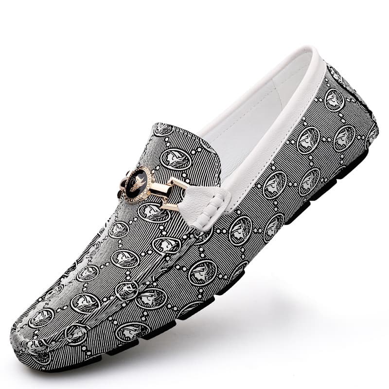 British Style Top Layer Loafers Men's Summer Breathable Slip-On Office Soft Leather Flat Shoes
