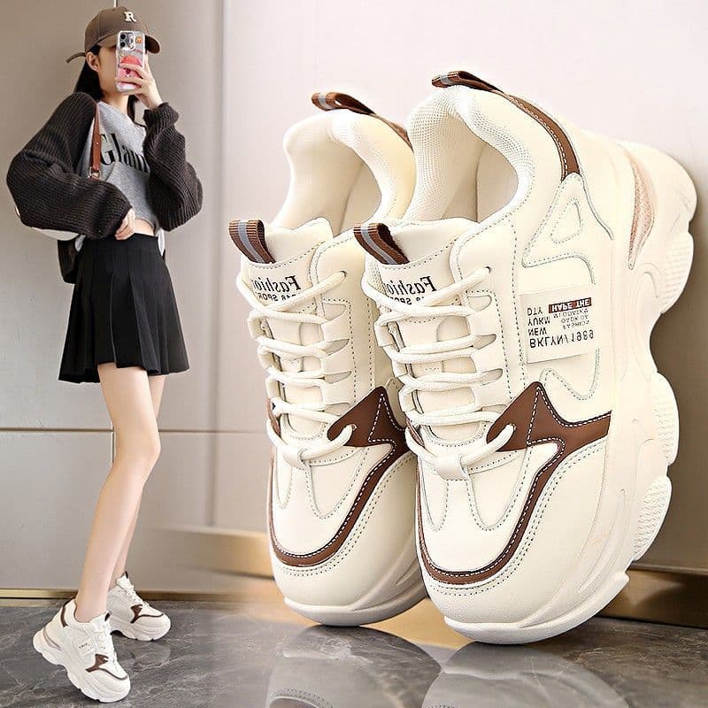 New Style Women's Shoes With Inner Height Increase Thick Soled Air Cushion Shock Absorbing Sports Shoes Small Casual Women's Shoes
