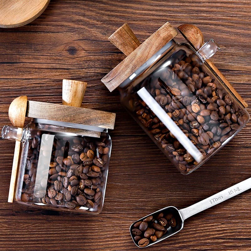 Bean Special Sealed Gaopeng Silicon Glass Microwave Safe With Spoon Tea Coffee Powder Storage Jar