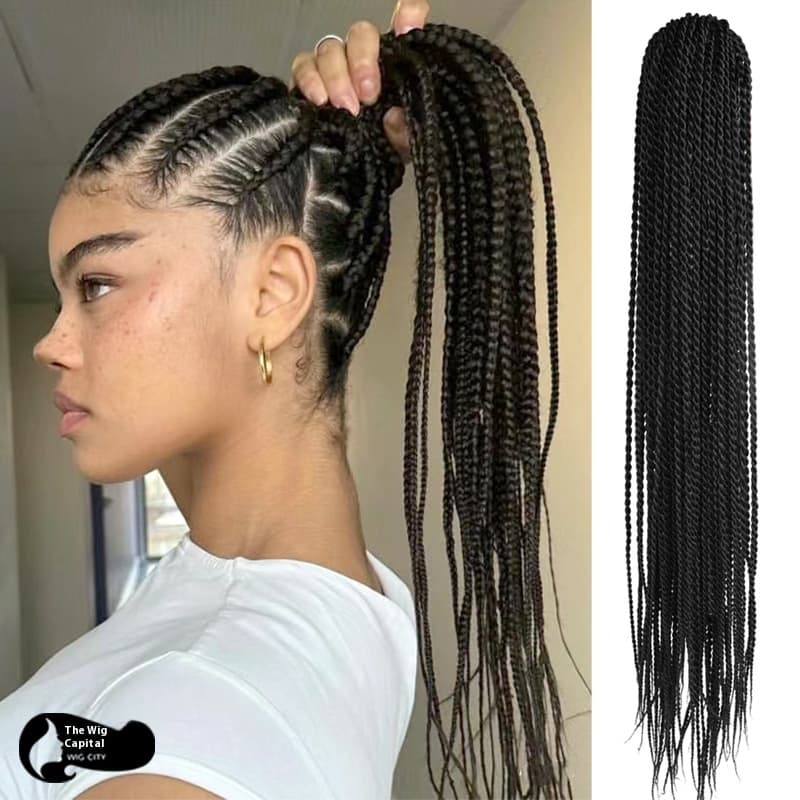 Dirty braid wig, ponytail, women's drawstring style, long hair, hand twisted small braids, spicy girl hairstyle