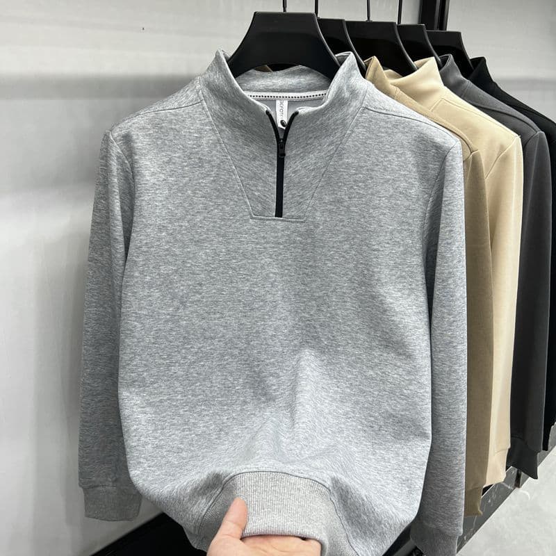 "Men's Half-Zip Sweatshirt - Stand Collar Pullover, Loose Fit Casual Long Sleeve Top In Black, Gray & More"