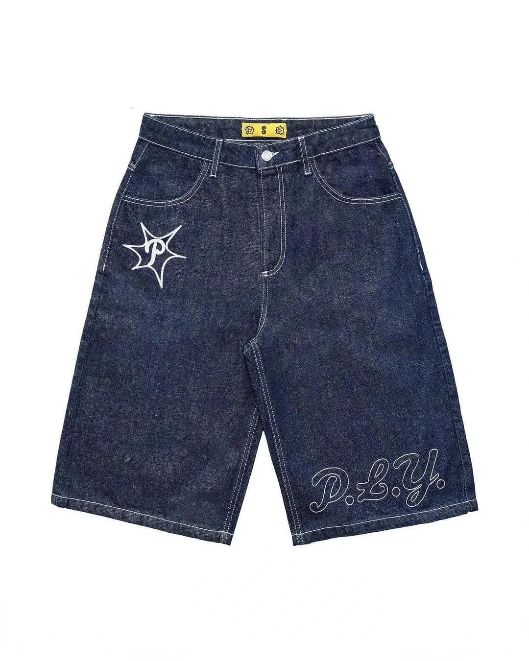 Haruku Y2k Hip-hop Retro Loose Jorts Streetwear Summer Punk Rock Letter Embroidery Fashion Denim Shorts Mens Wear 241202