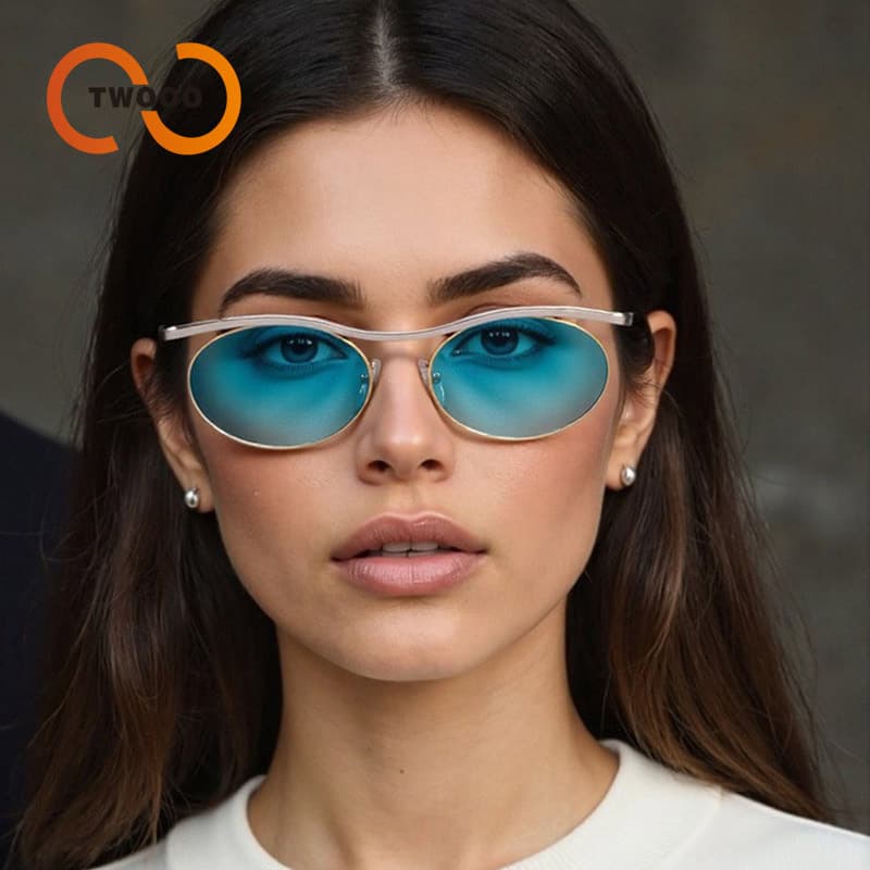 New Personality Round Frameless Owl Sunglasses 2025 Trendy Retro Sunglasses T1401