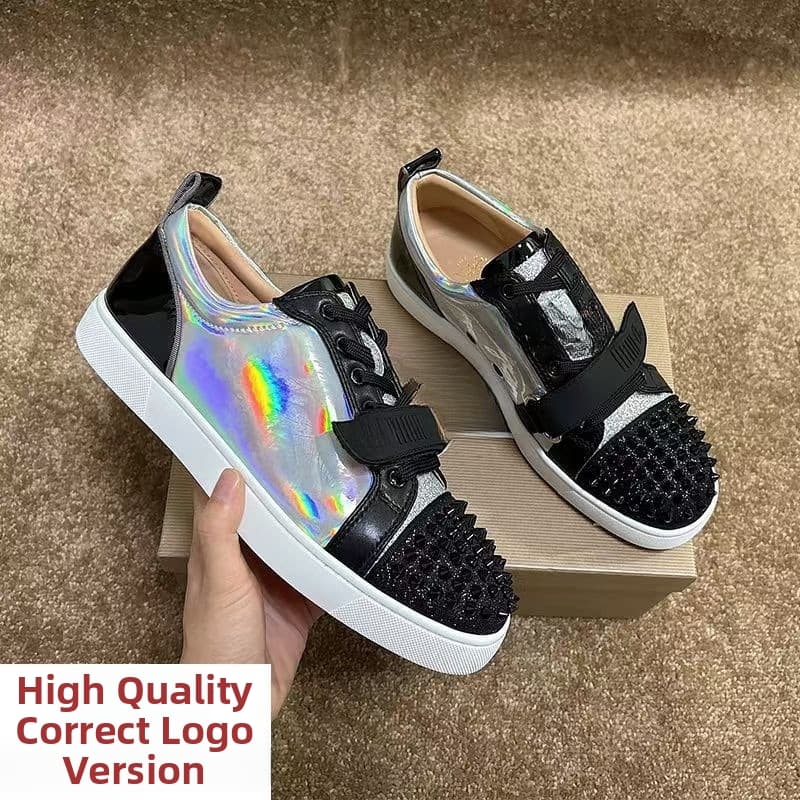 Chaussures pour hommes, ballerines brodées, semelle rouge, baskets tendance et décontractées à clous, blanches, en toile respirante, à lacets