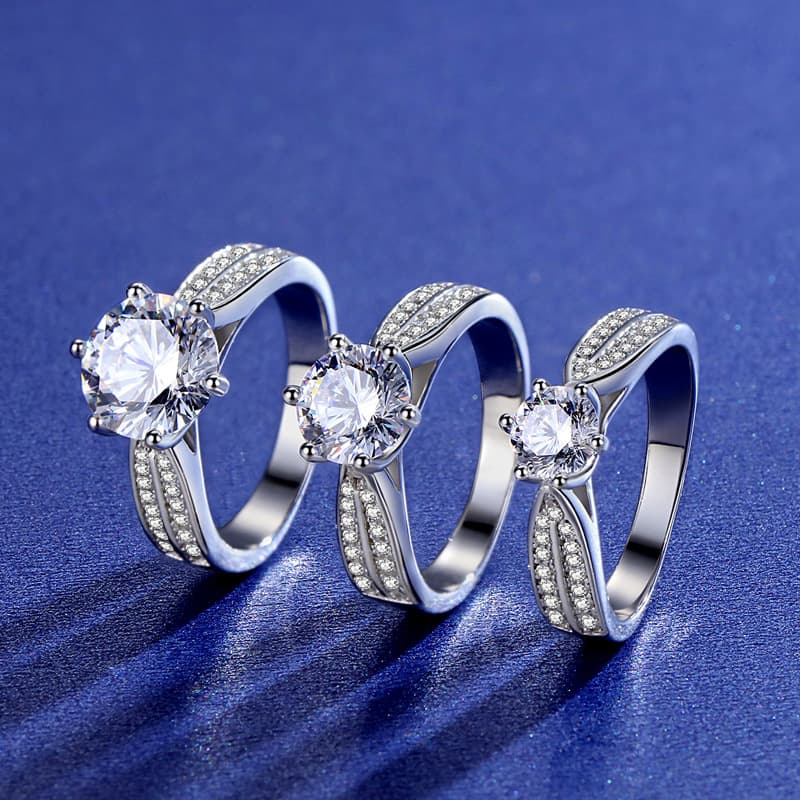 Sterling Silver Ring D Color Moissanite Ring Six Claw Ring Starlight Queen Real Diamond Ring