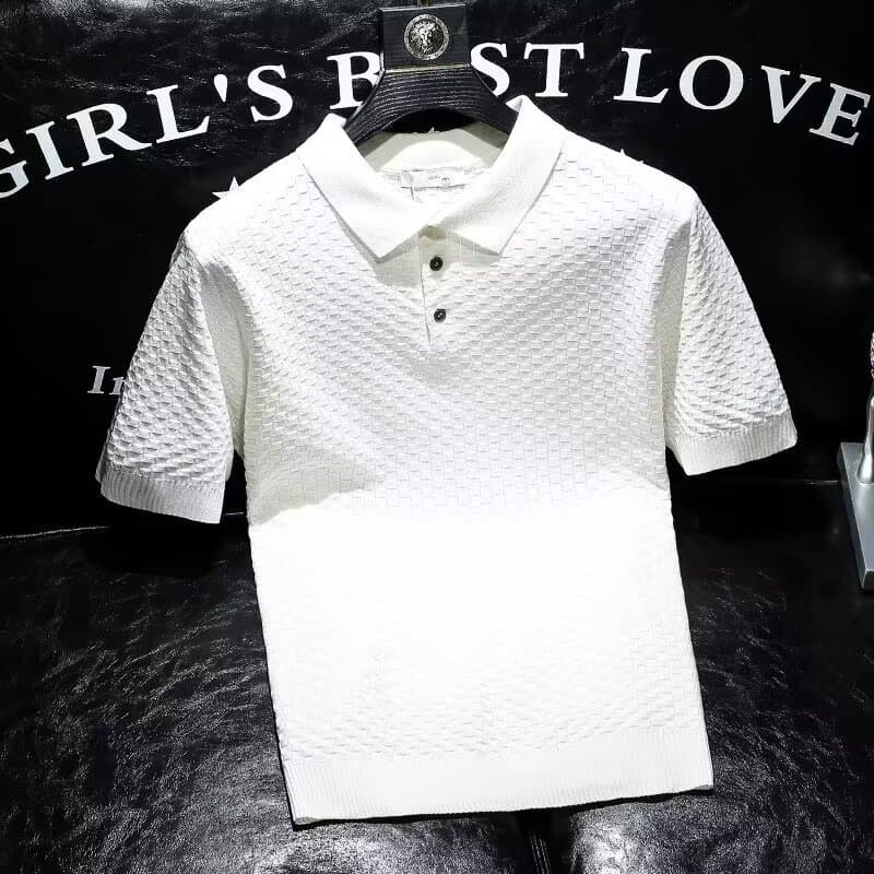Men's Premium Knit Polo Shirt – Lightweight Short Sleeve Summer Top With Stretch Fabric & Modern Slim Fit (M-3XL, White/Grey/Black/Beige/Green)​