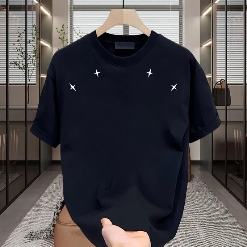 Men's Clothing Heavyweight Summer Short Sleeved 100% Cotton T Shirt Men's Loose Versatile Casual Half Sleeved Ins Couple Tops T Shirt