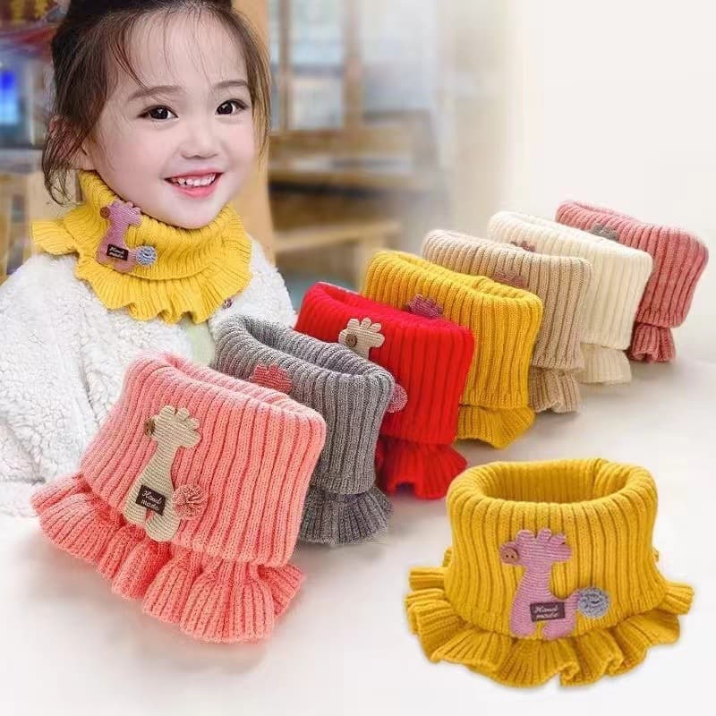 Children's Warmer Warm Windproof Cover Plush Knitted Neck Protector Girls Thickened Pullover Scarf Autumn Winter New
