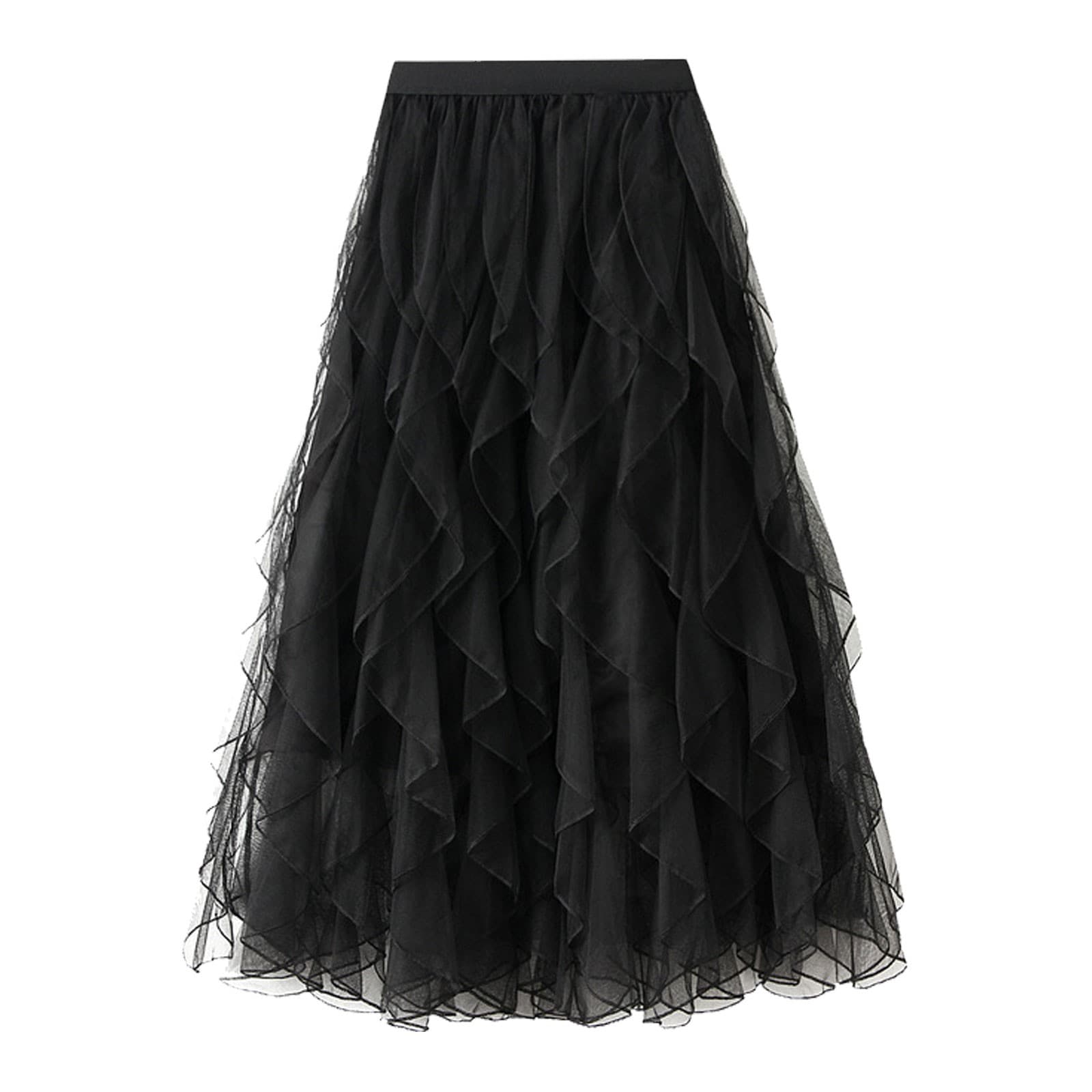 hot selling New Arrival 2024 Fashion Ruffle Tulle Women Elegant High Waist Mesh Tutu Sweet Skirt Female Casual Midi Long Skirts