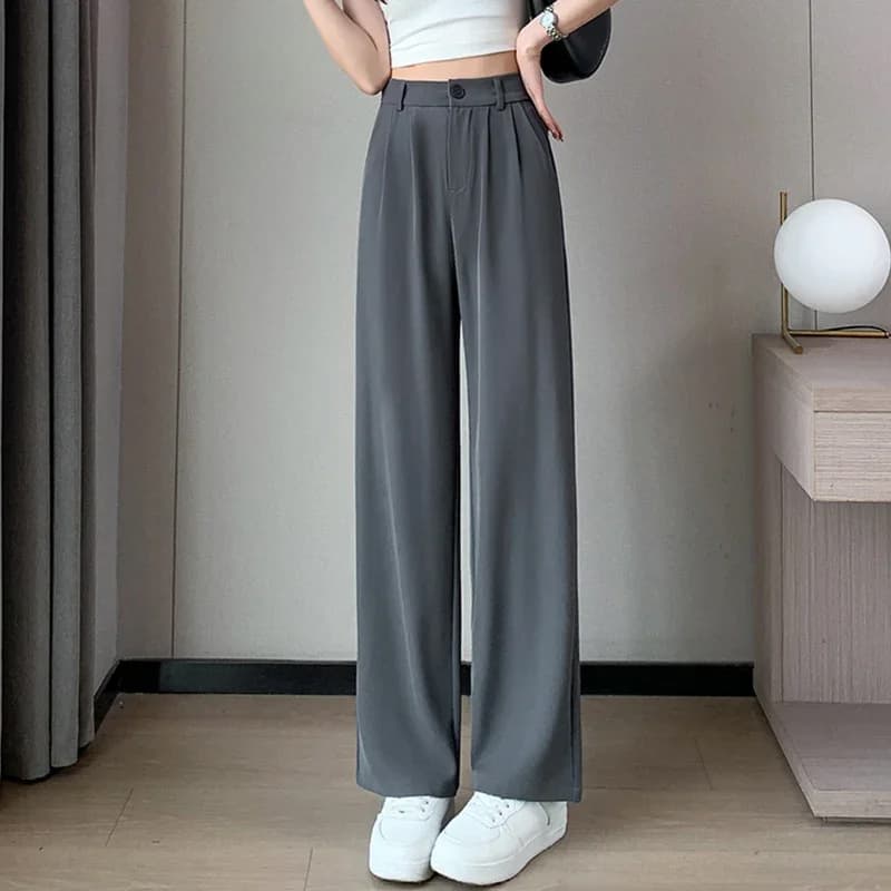 Women's Clothing High Waisted Casual Floor Length Thin Suit Pants For Women Loose Straight Leg Wide Leg Trousers Spring Summer