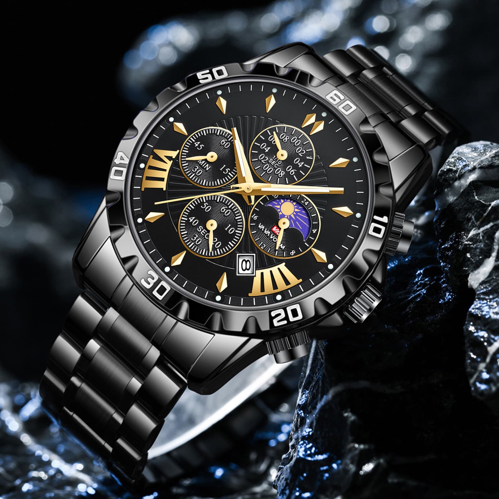 New light luxury men's waterproof fashion design with calendar business tide watch