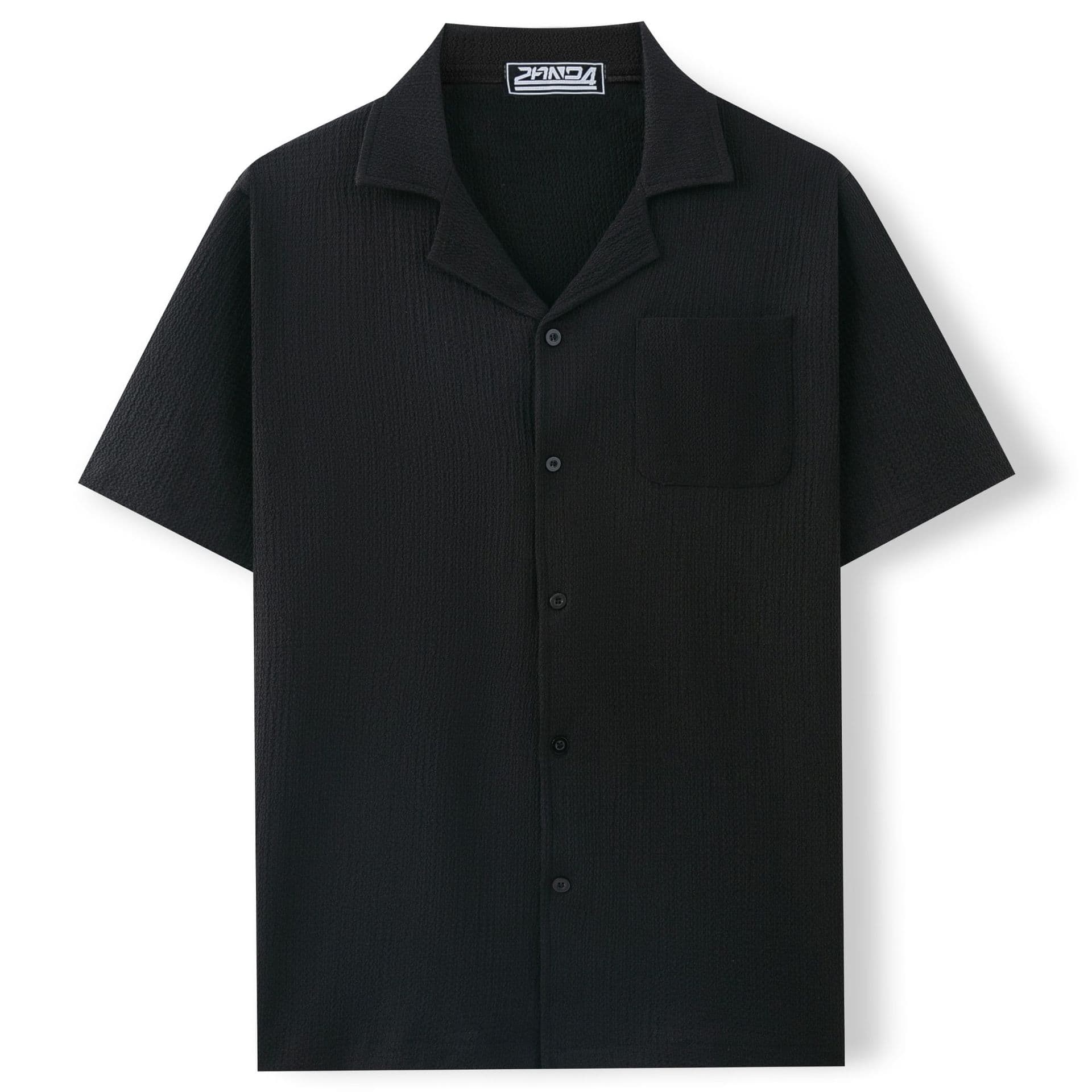 Men's Clothing Cross Border Foreign Trade Men's Clothing Summer New Cuban Collar Short Sleeved Shirt Holiday Style Solid Color Men's Shirt A0305
