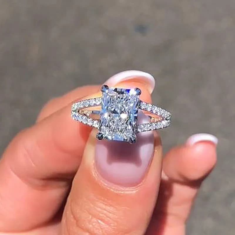Cao Shi's New Women's Micro Set Fashion Square Diamond Engagement Double layered One Ring