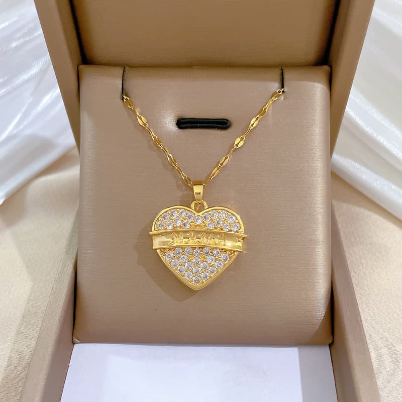 [Titanium Steel] Loving Mother Light Luxury Banquet Necklace Women's Network Red Versatile Collar Titanium Steel Chain