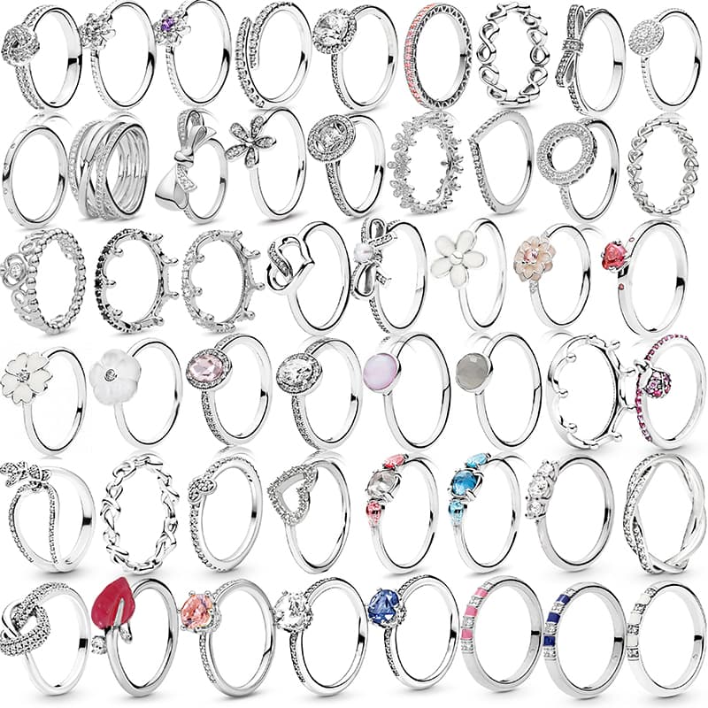 2024 New 100% Sterling Sier Color Princess Tiara Crown Sparkling Love Heart CZ Rings for Women Engagement Jewelry