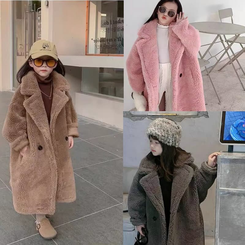Mother & Kids Super Soft Quilted Thick Long Coat Kids' Teddy Fleece Long Coat - Ultra-Soft Cotton-Padded Winter Jacket For Boys & Girls (95-130cm)​