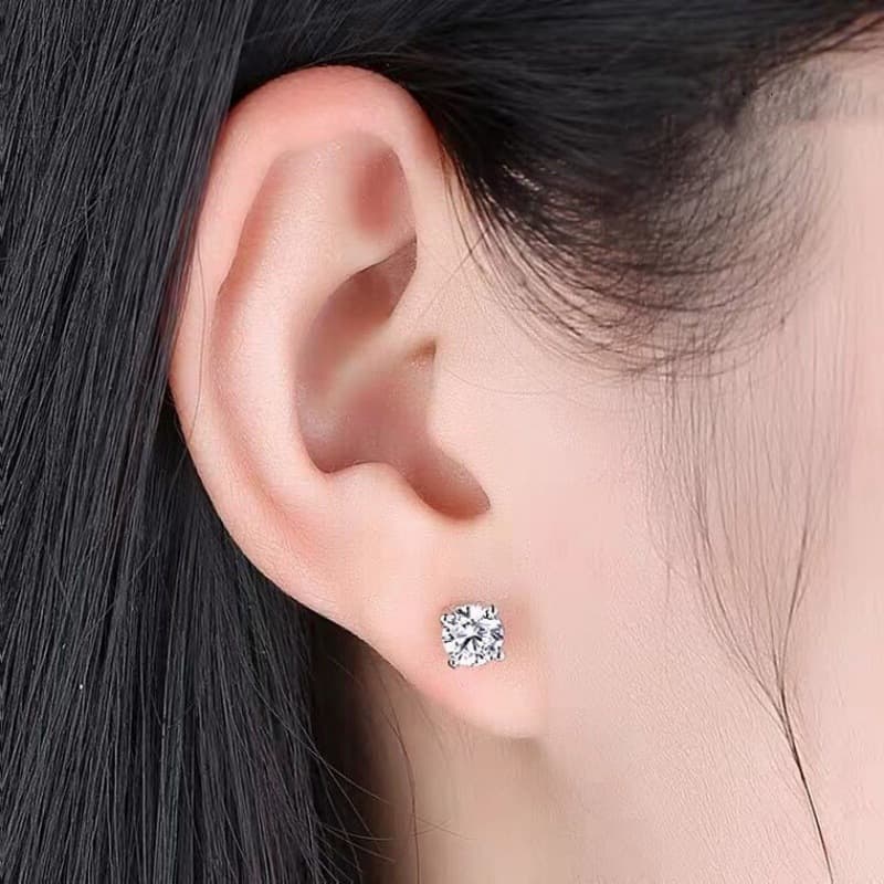 S925 sterling silver diamond classic four claw zircon earrings fashion personality summer light luxury men and women ear bone studs