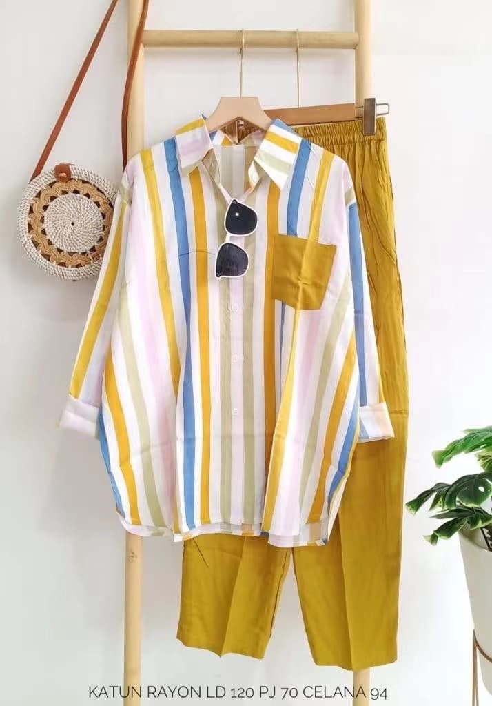 Women's Clothing Cross Border Suits For Women New Striped Suits Casual Long Sleeved Trousers Two Piece Suits Wholesale
