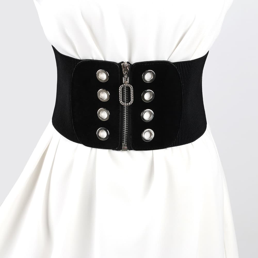 Zipper Eyelets, Wide Waistband, Fashionable and Versatile, Elastic Waistband, Elastic Waistband, Skirt, Waist Seal, Decorative Accessories for Women